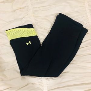 Under Armour black leggings with neon detail